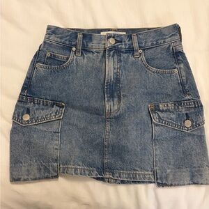 High-Rise Denim Cargo Mini Skirt